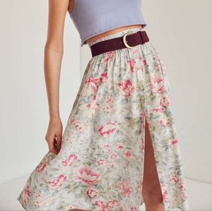 Ecote Floral Button Front Midi Skirt